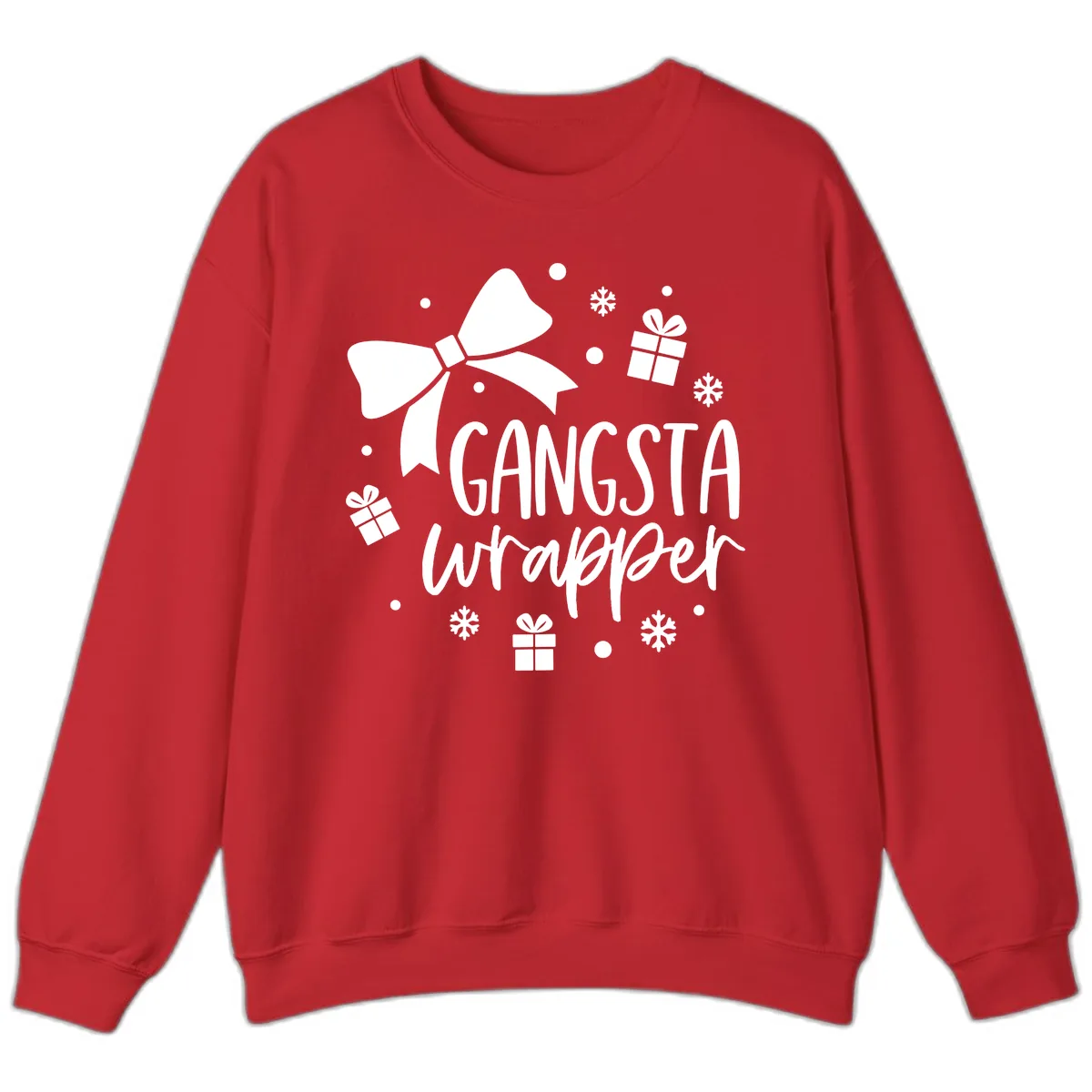 Gangsta Wrapper Holiday Design Sweatshirt in Red