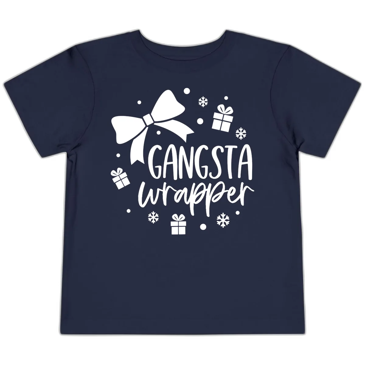 Gangsta Wrapper Holiday Design Toddler T-Shirt in Navy