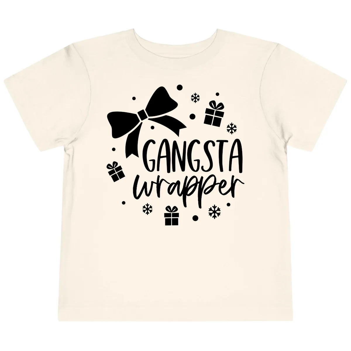 Gangsta Wrapper Holiday Design Toddler T-Shirt in Natural