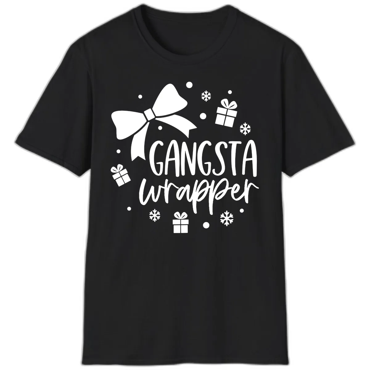 Gangsta Wrapper Holiday Design T-Shirt in Black