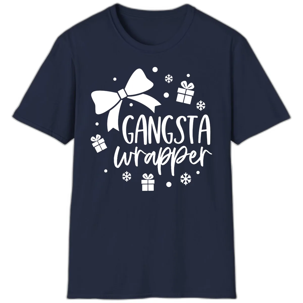 Gangsta Wrapper Holiday Design T-Shirt in Navy