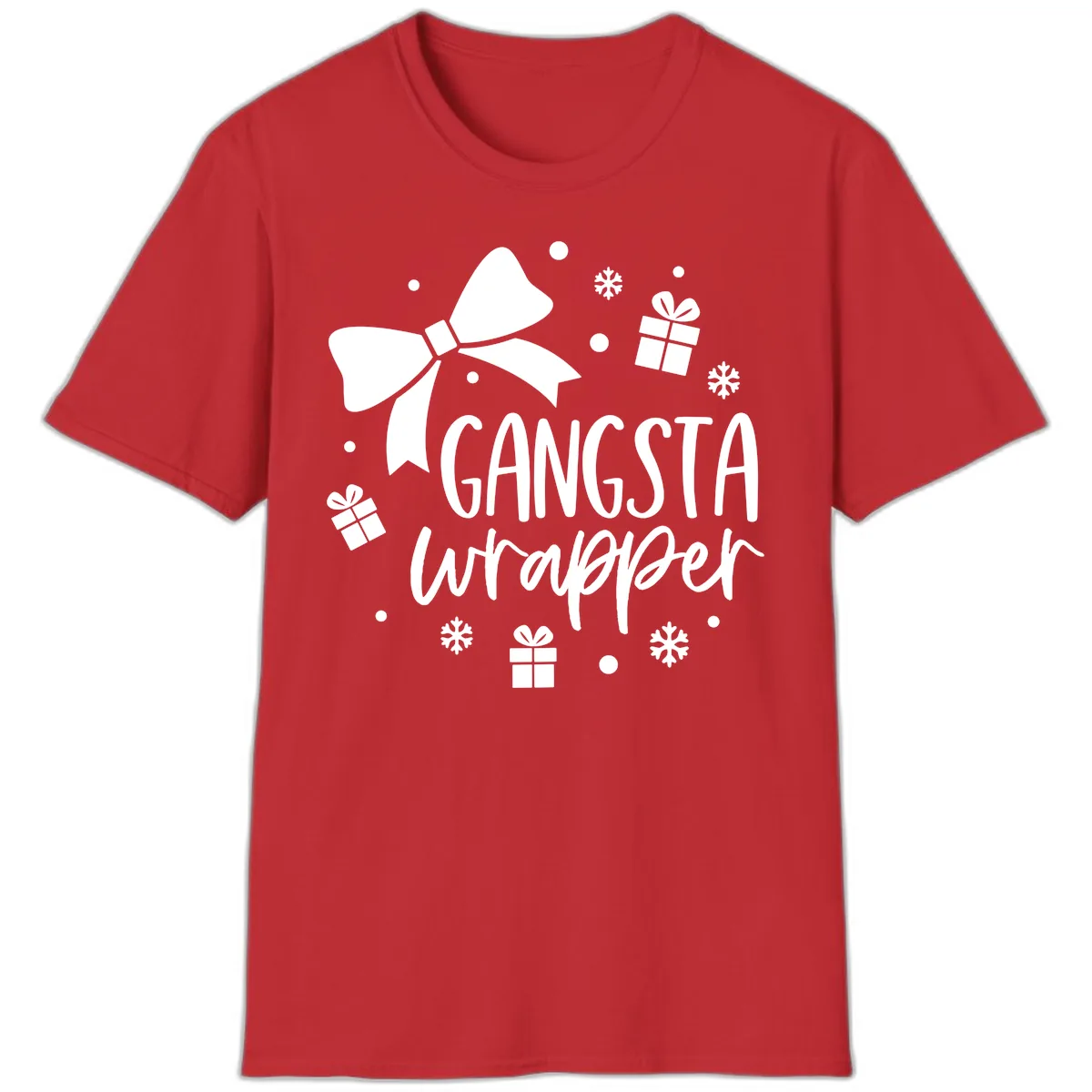 Gangsta Wrapper Holiday Design T-Shirt in Red