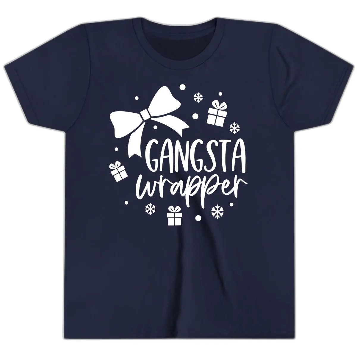 Gangsta Wrapper Holiday Design Youth T-Shirt in Navy