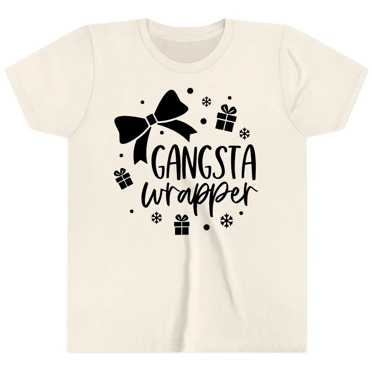 Gangsta Wrapper Holiday Design Youth T-Shirt in Natural