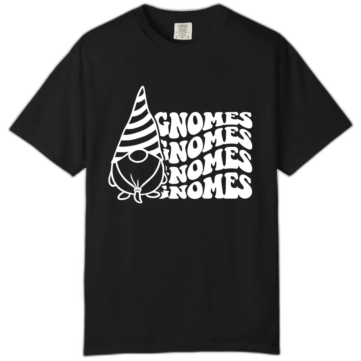 Gnome Sweet Gnome Repeat Design Comfort Color in Black