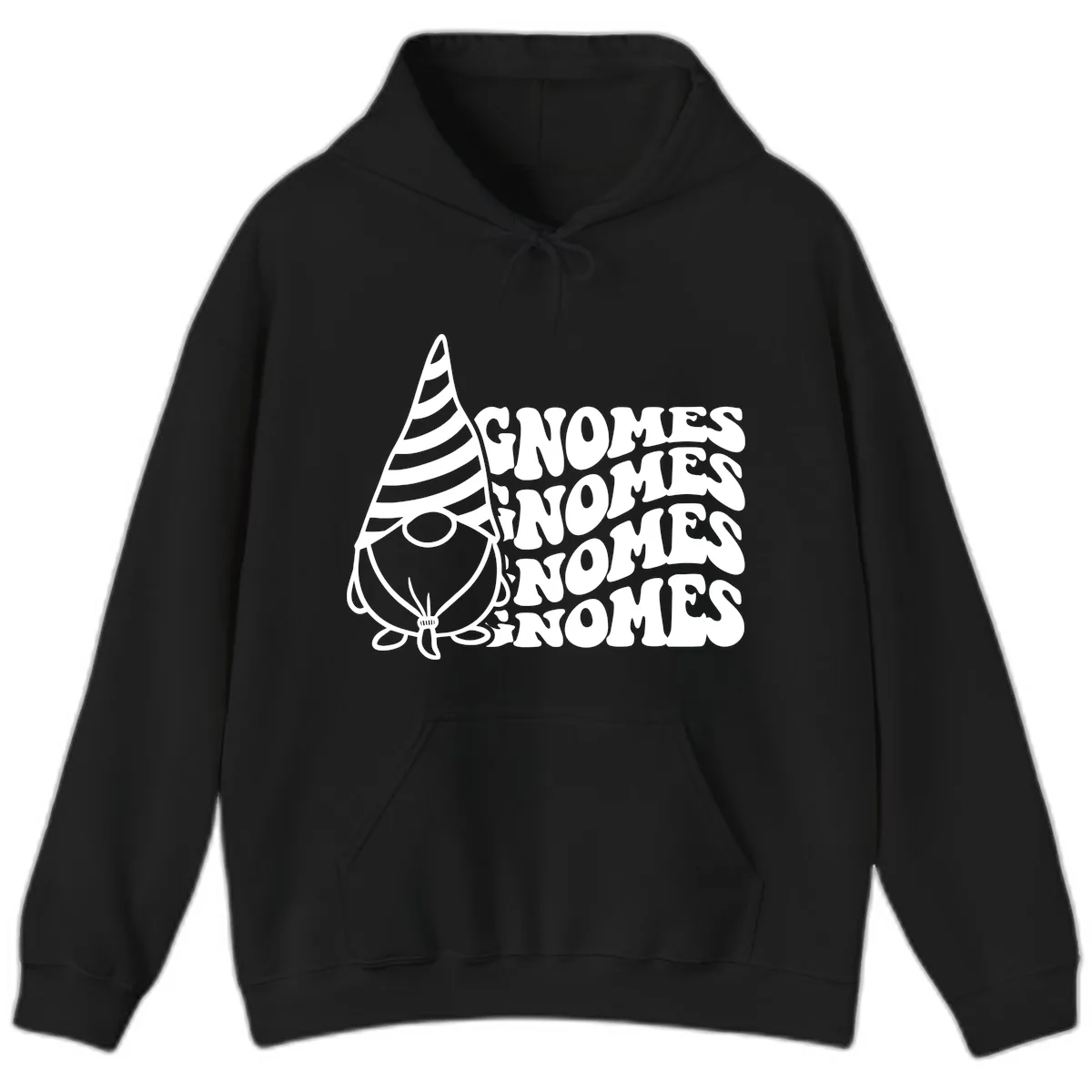 Gnome Sweet Gnome Repeat Design Hoodie in Black