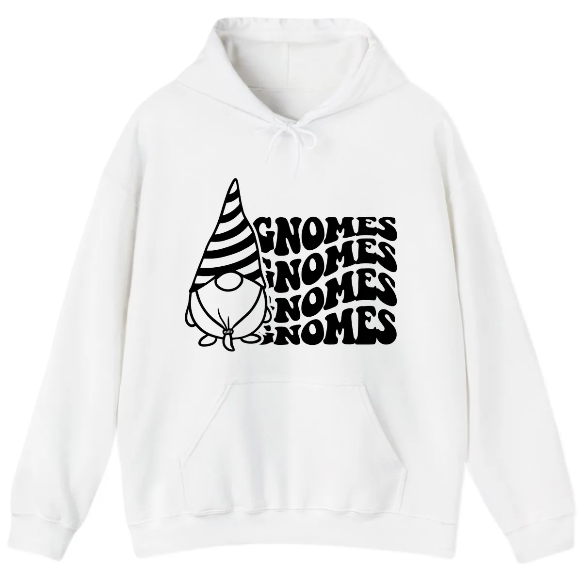 Gnome Sweet Gnome Repeat Design Hoodie in White