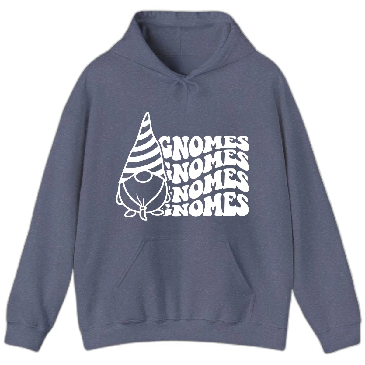 Gnome Sweet Gnome Repeat Design Hoodie in Heather Navy