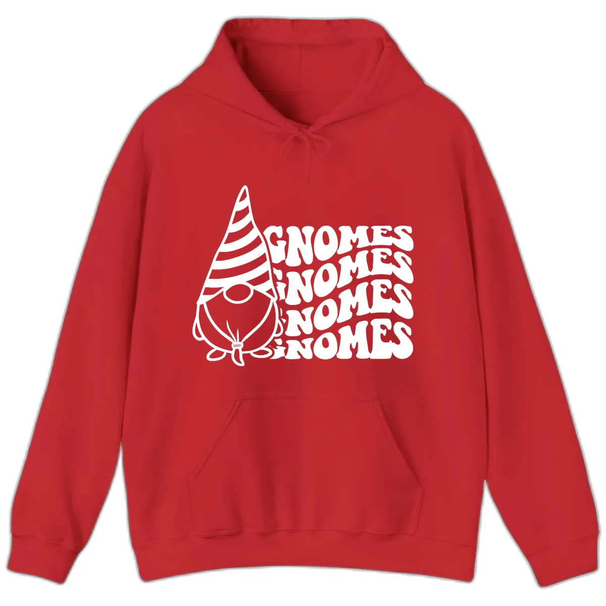 Gnome Sweet Gnome Repeat Design Hoodie in Red