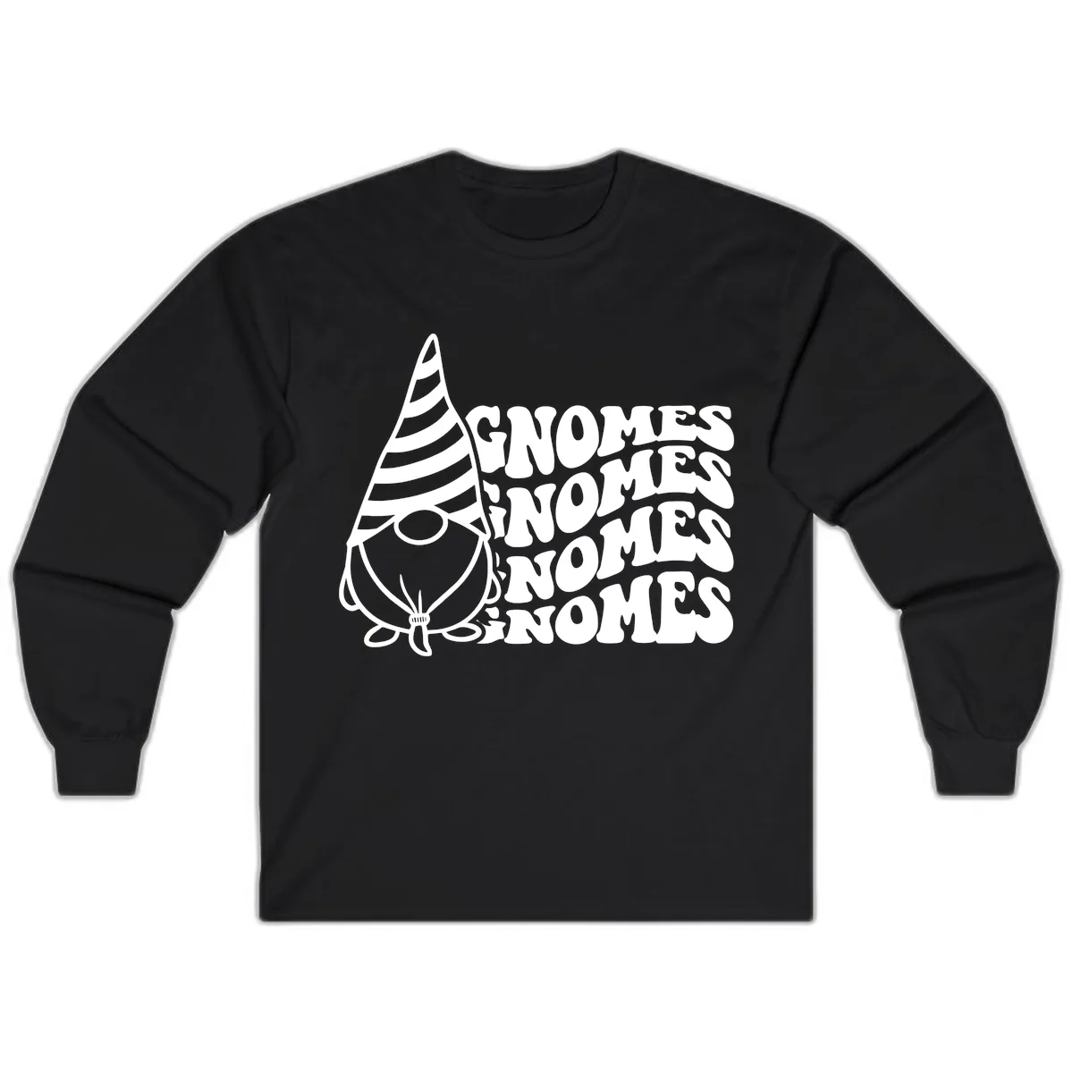 Gnome Sweet Gnome Repeat Design Long Sleeve in Black