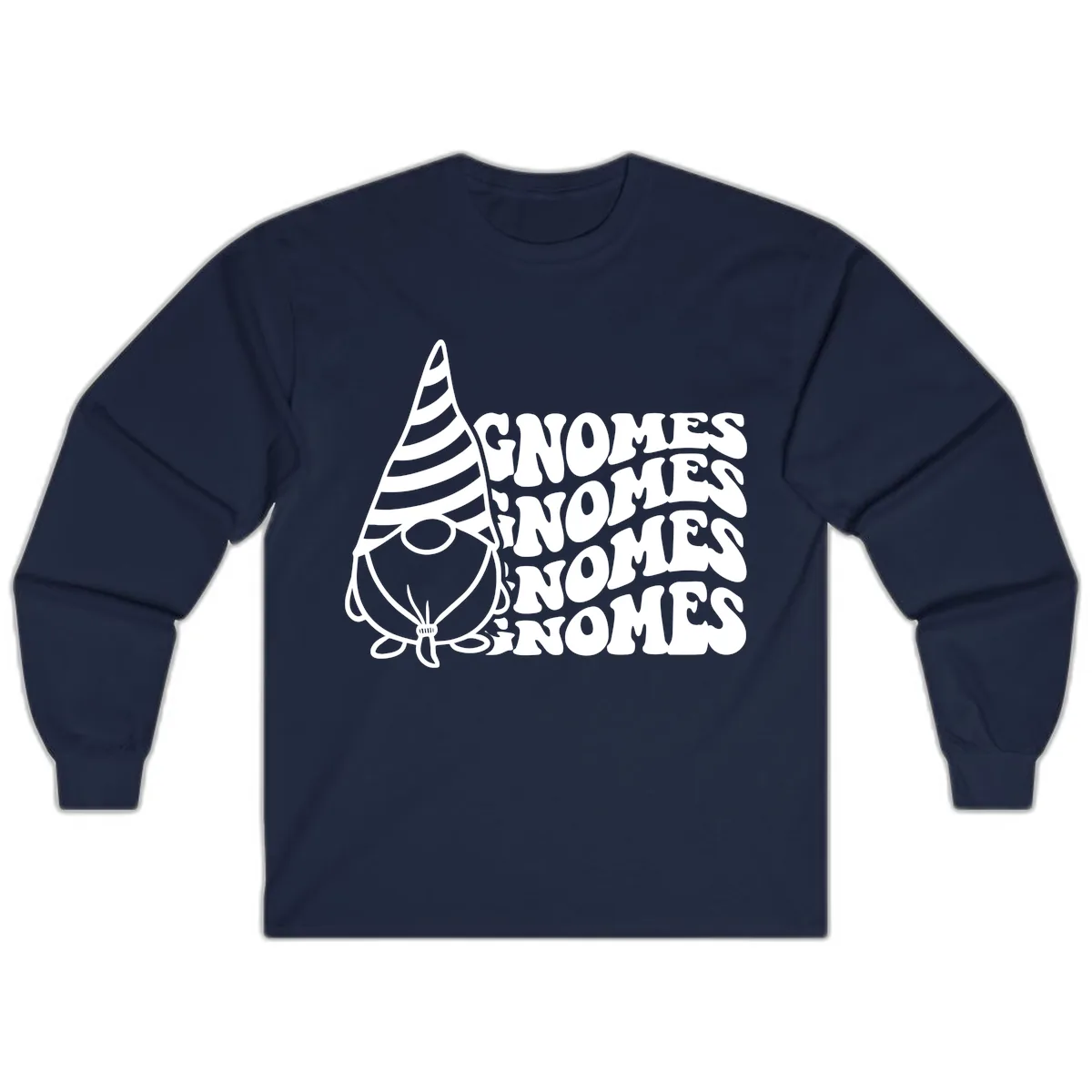 Gnome Sweet Gnome Repeat Design Long Sleeve in Navy