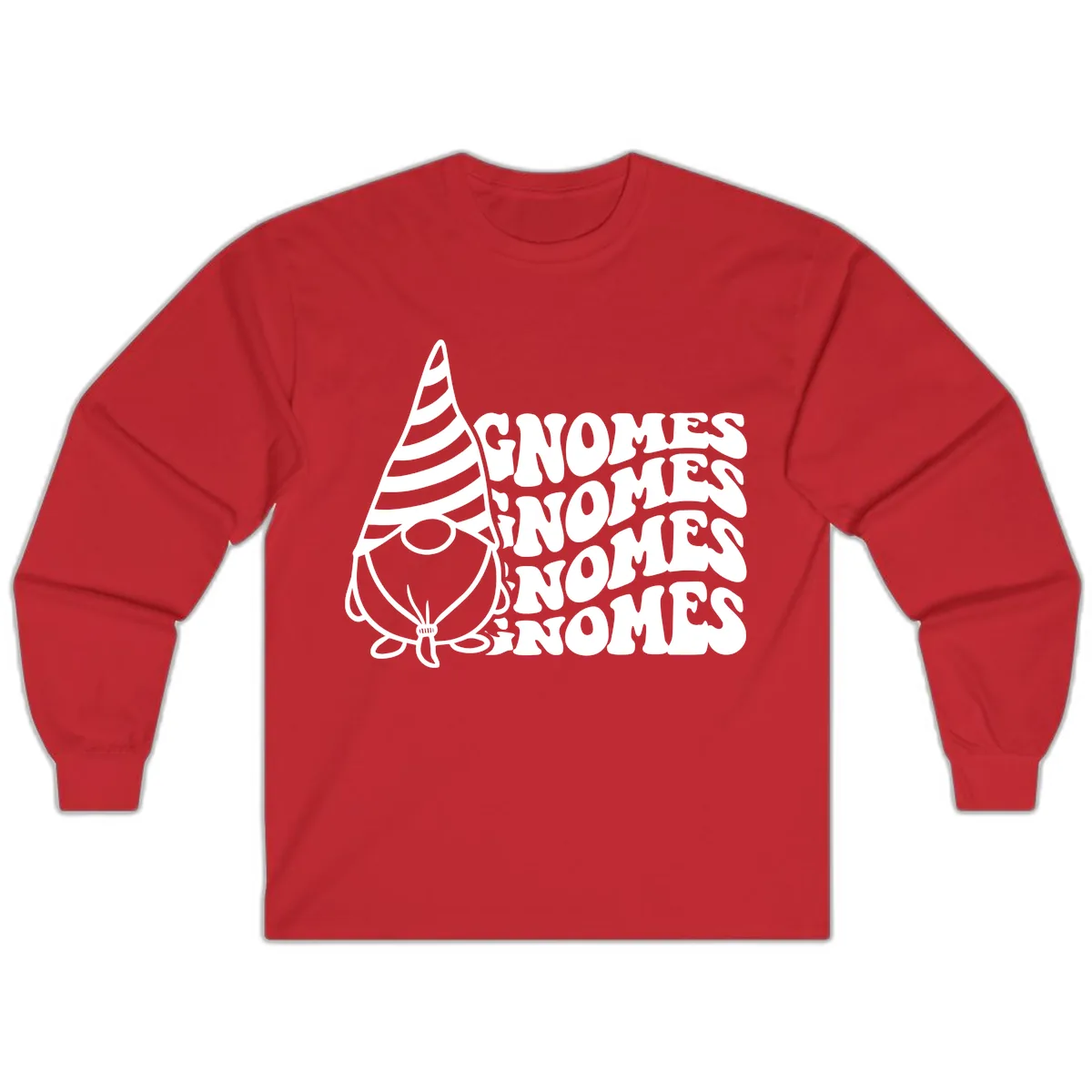 Gnome Sweet Gnome Repeat Design Long Sleeve in Red