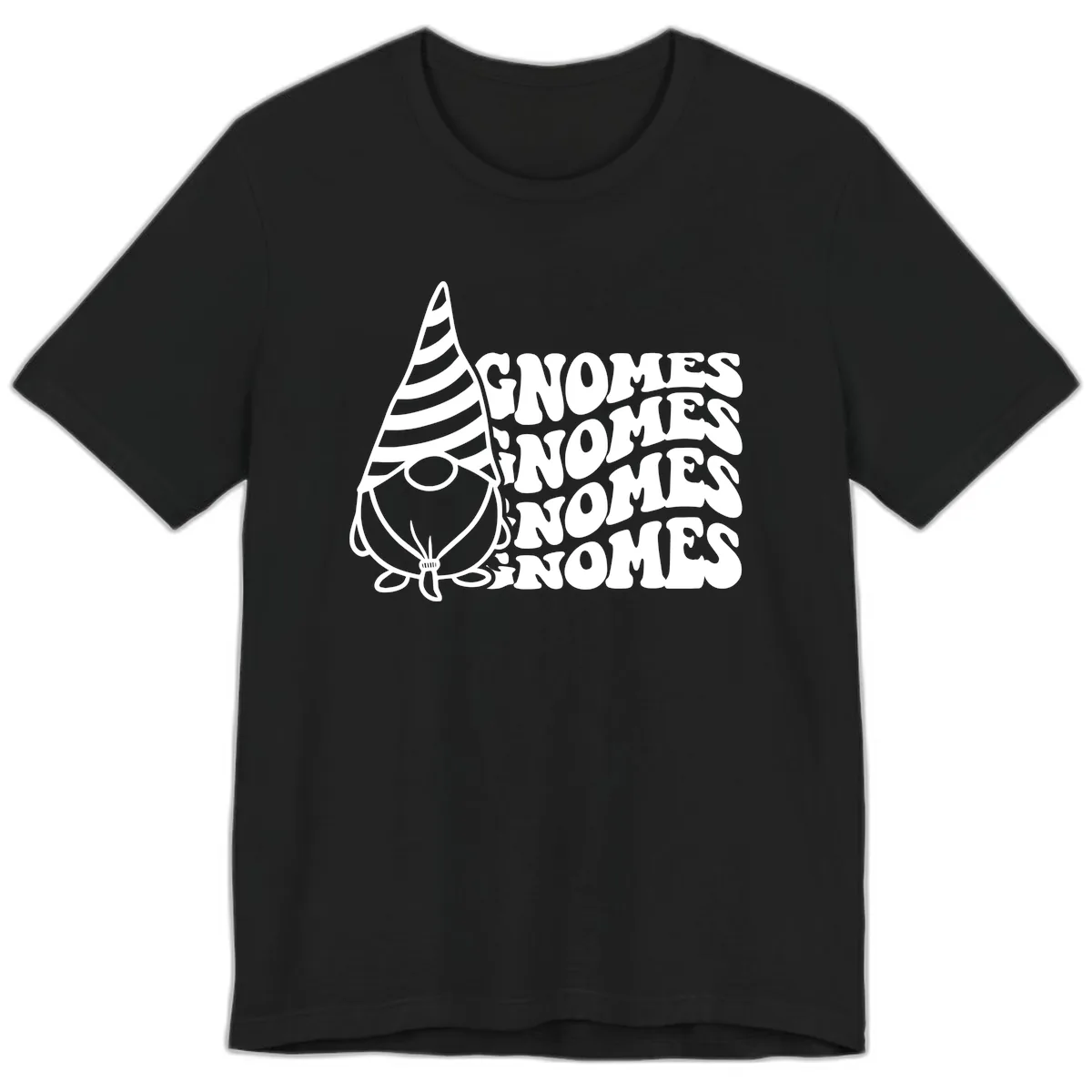 Gnome Sweet Gnome Repeat Design Premium T-Shirt in Black