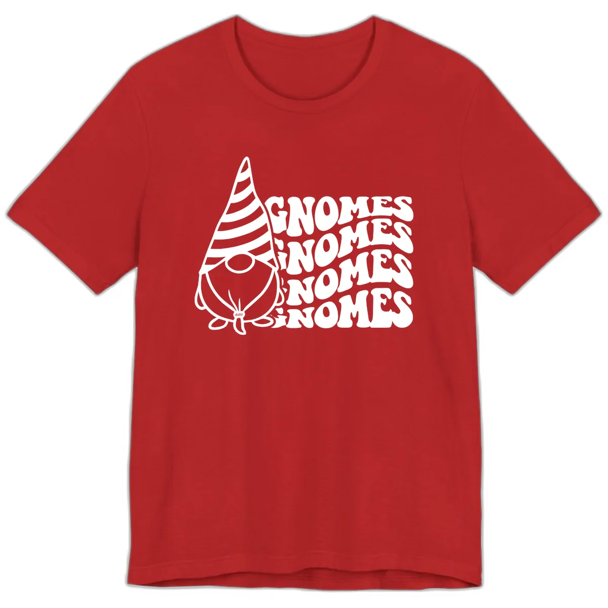 Gnome Sweet Gnome Repeat Design Premium T-Shirt in Red