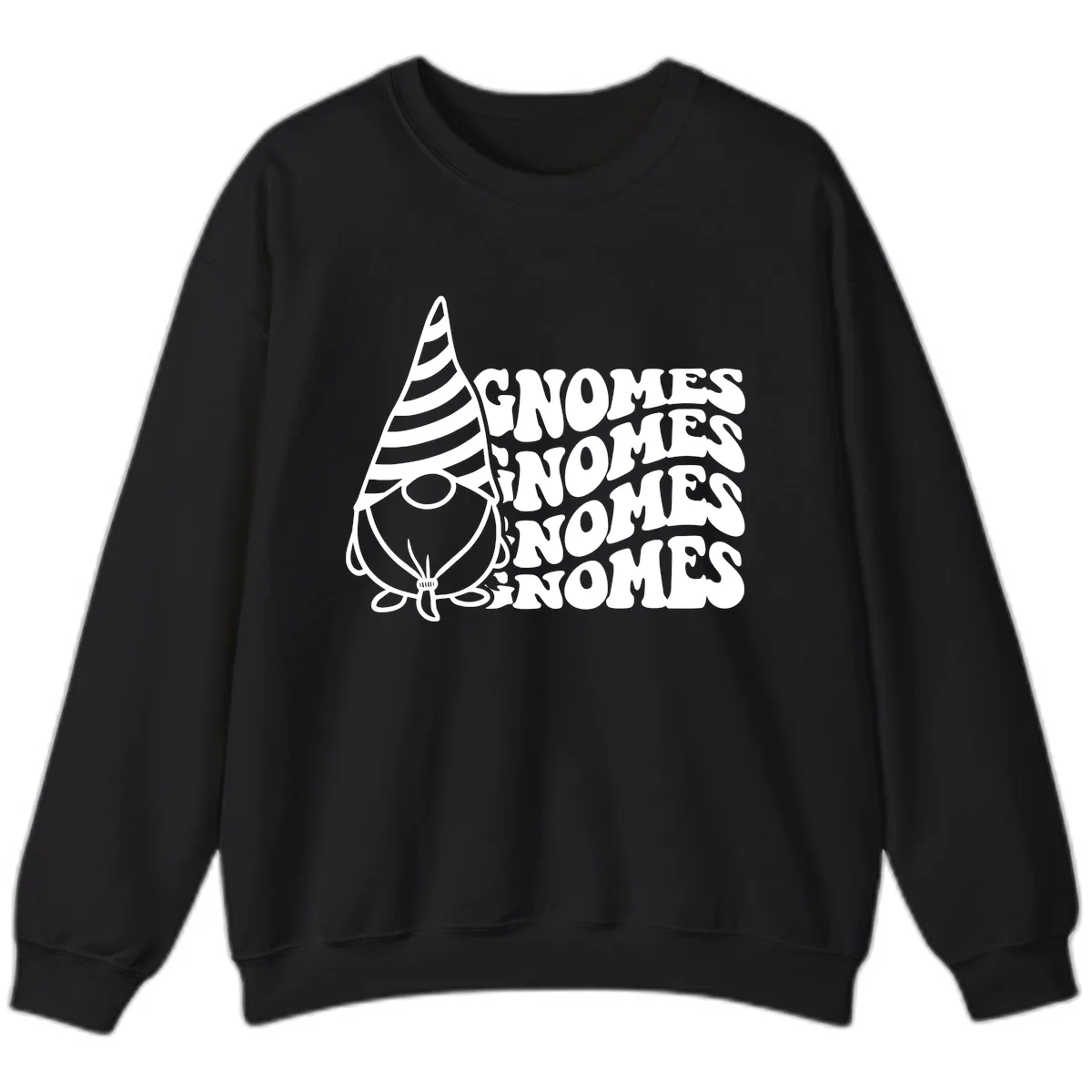 Gnome Sweet Gnome Repeat Design Sweatshirt in Black
