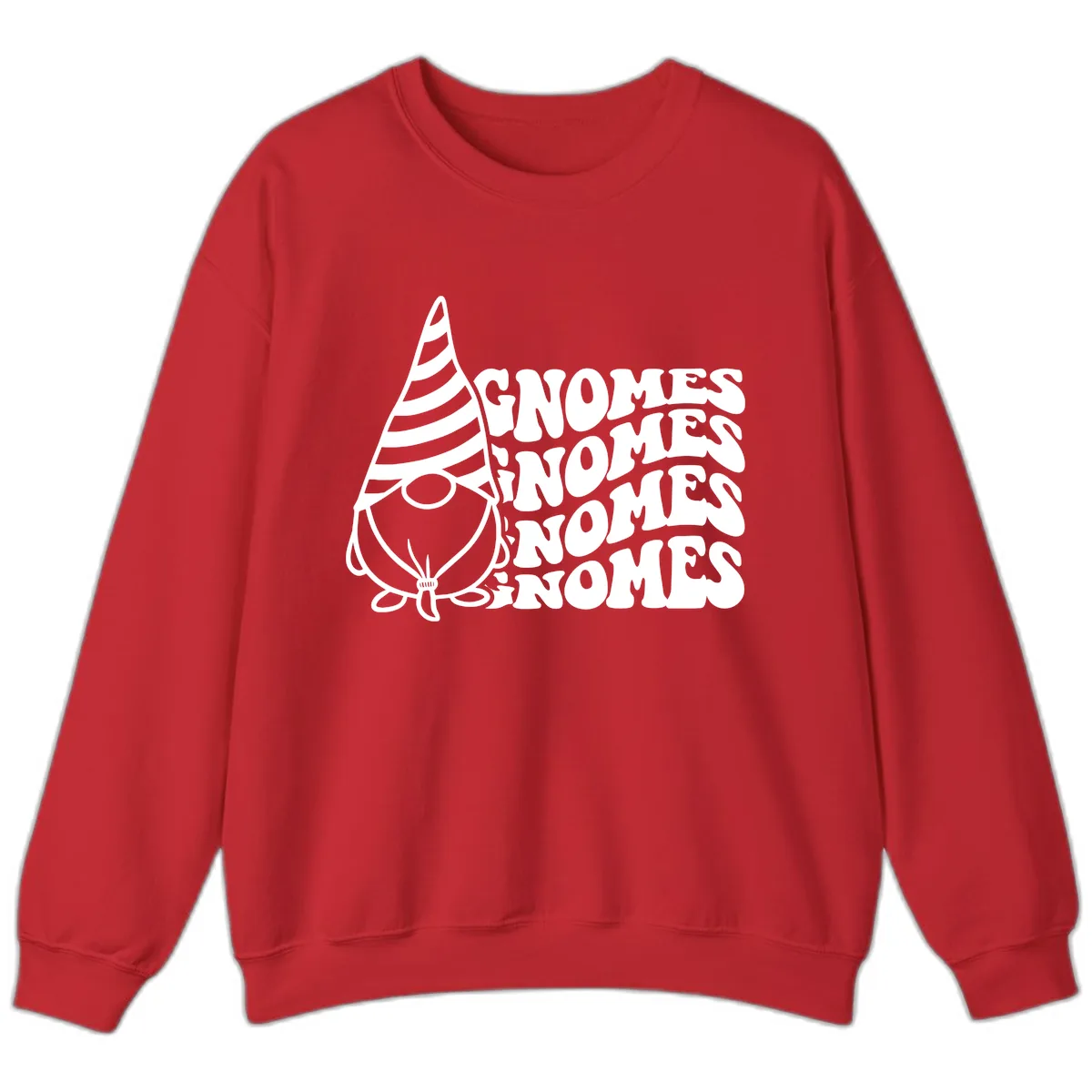 Gnome Sweet Gnome Repeat Design Sweatshirt in Red
