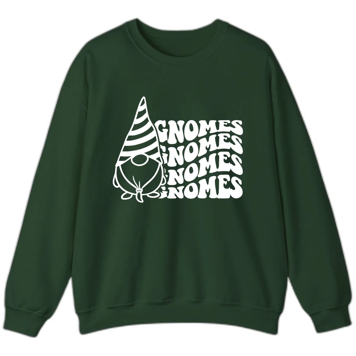 Gnome Sweet Gnome Repeat Design Sweatshirt in Forest Green