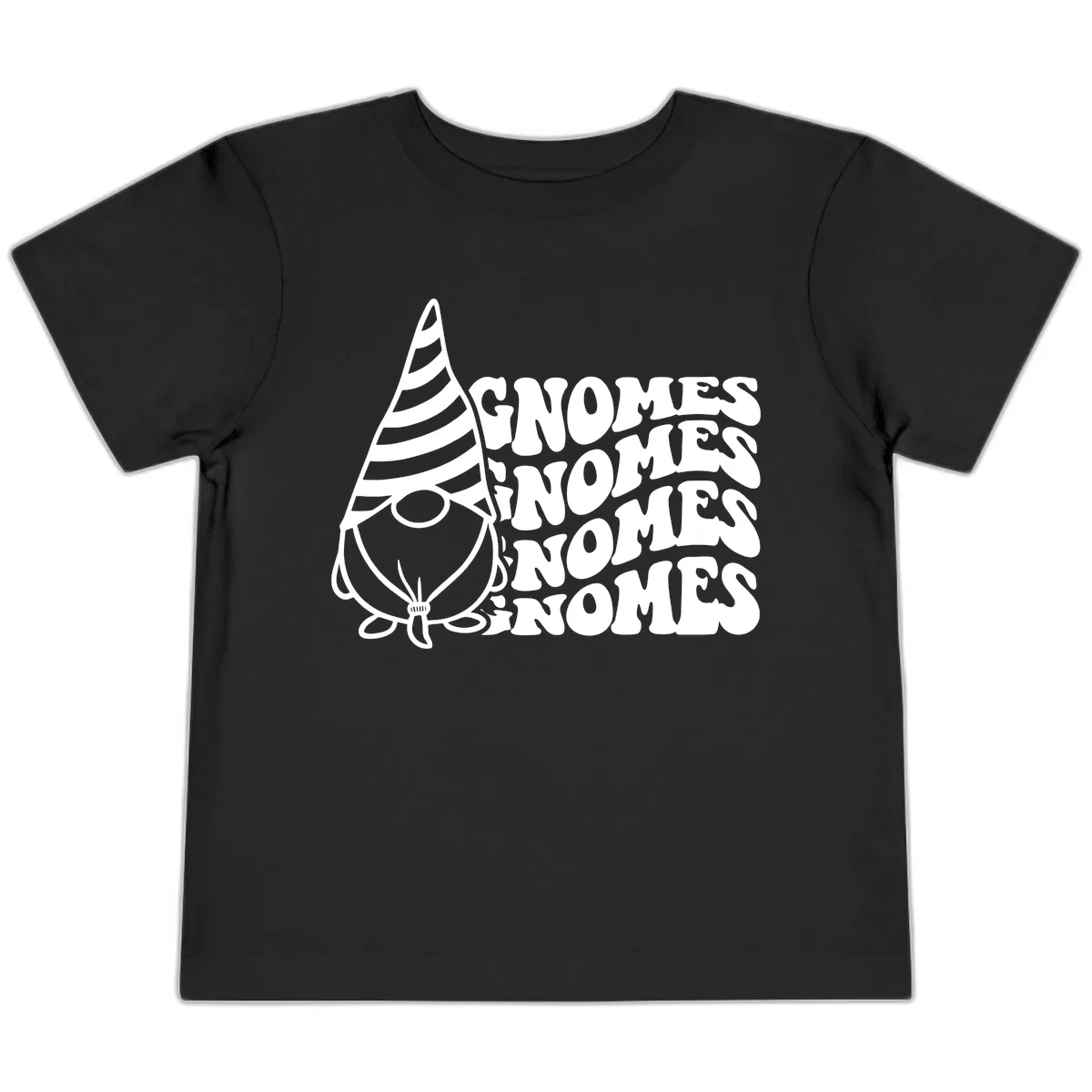 Gnome Sweet Gnome Repeat Design Toddler T-Shirt in Black