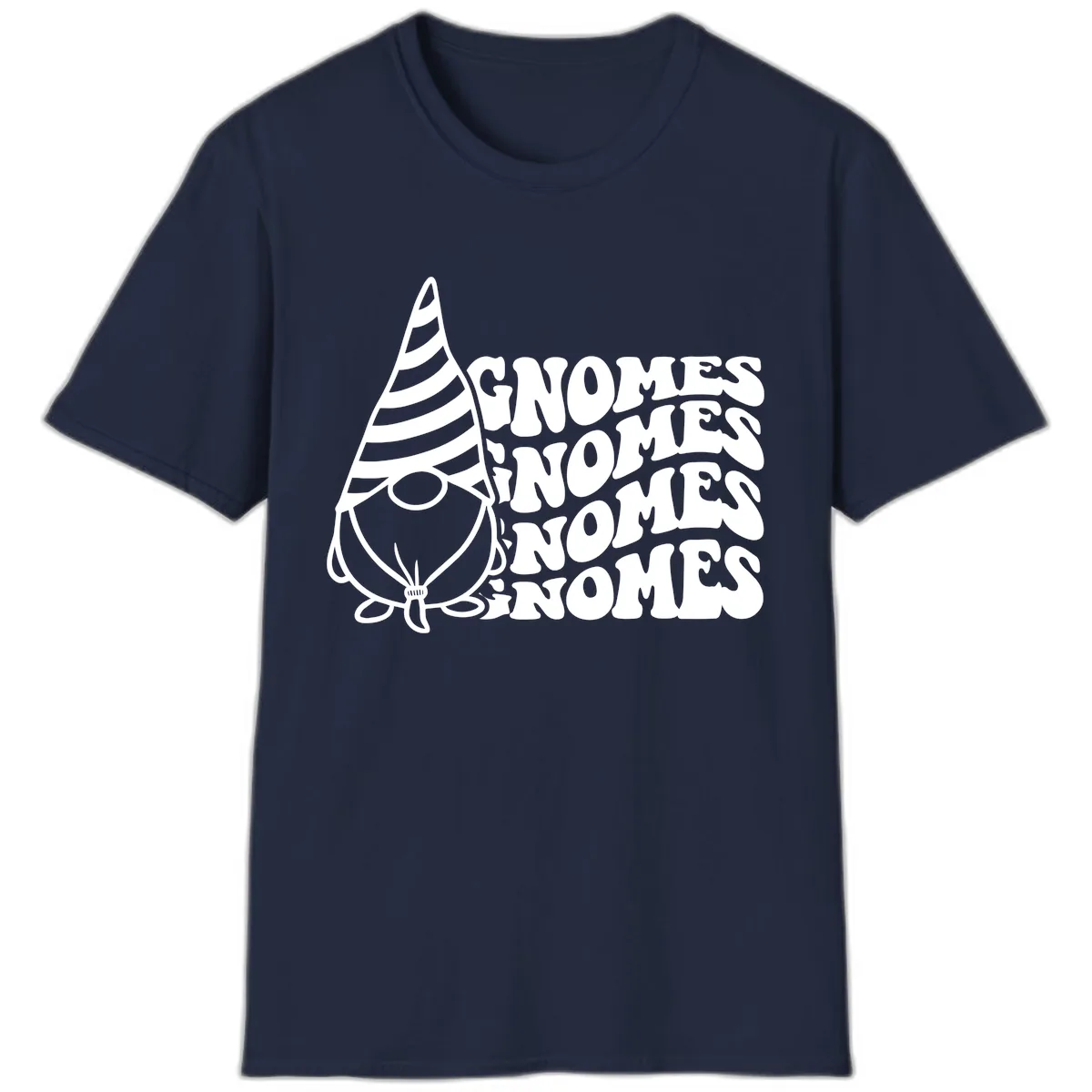 Gnome Sweet Gnome Repeat Design T-Shirt in Navy