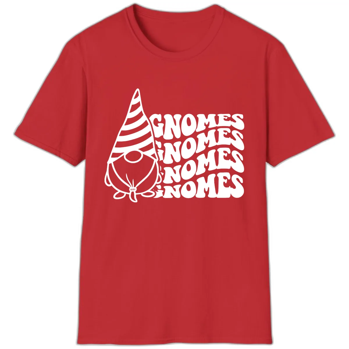 Gnome Sweet Gnome Repeat Design T-Shirt in Red