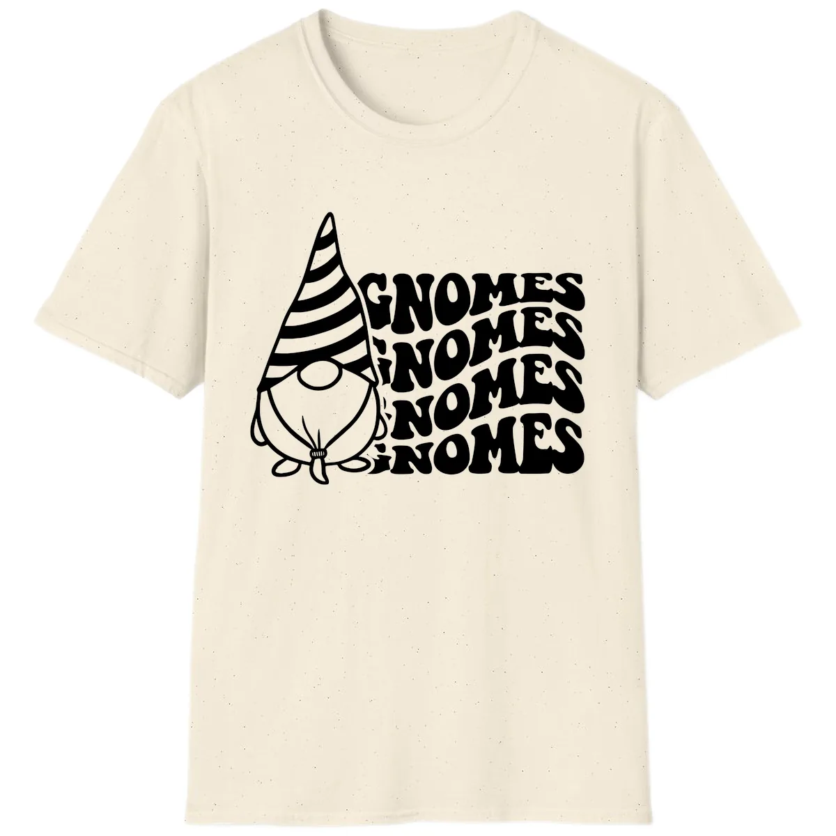 Gnome Sweet Gnome Repeat Design T-Shirt in Natural