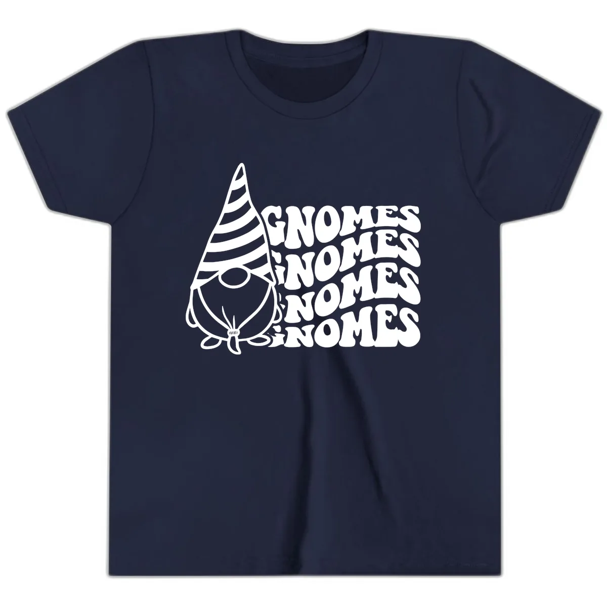 Gnome Sweet Gnome Repeat Design Youth T-Shirt in Navy