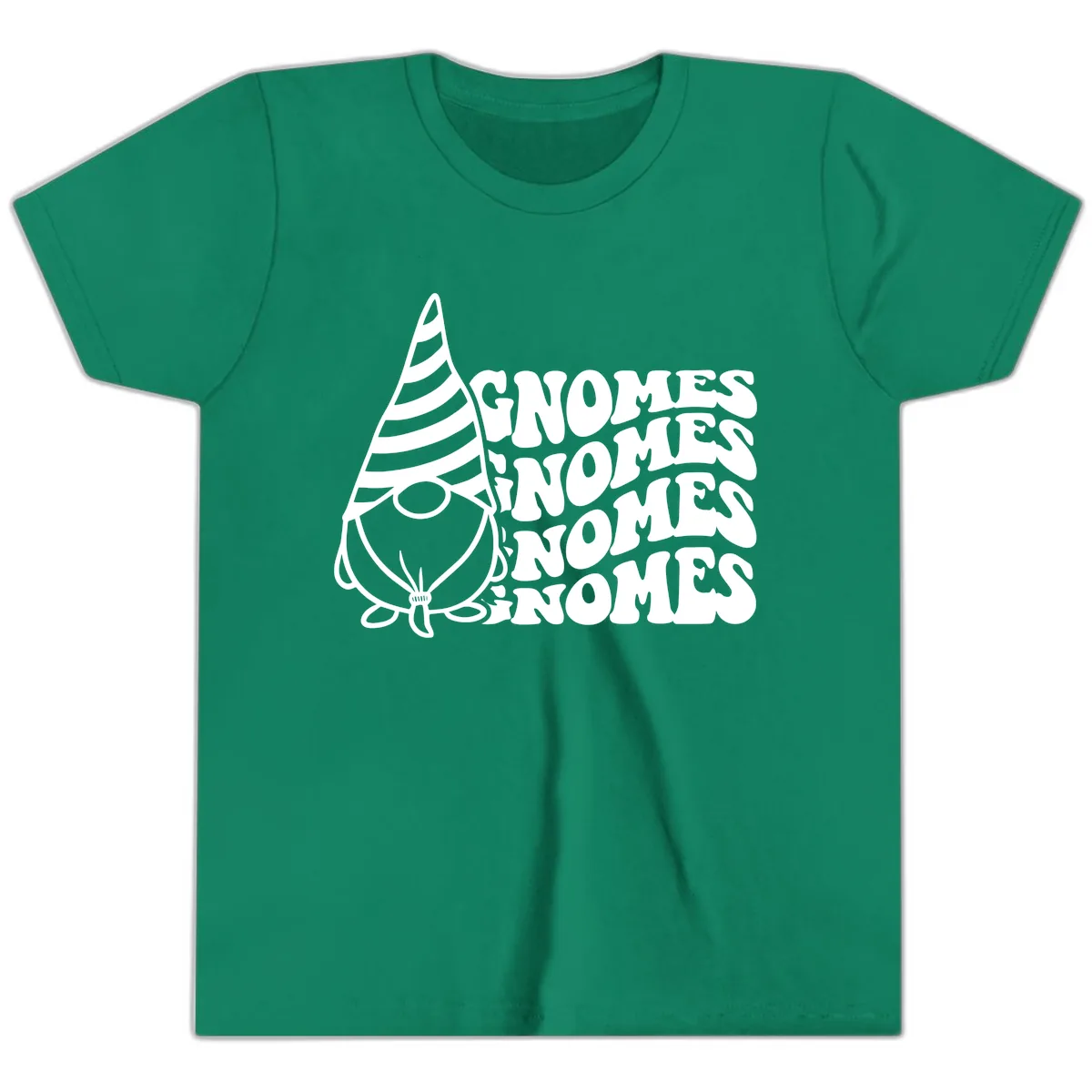 Gnome Sweet Gnome Repeat Design Youth T-Shirt in Kelly