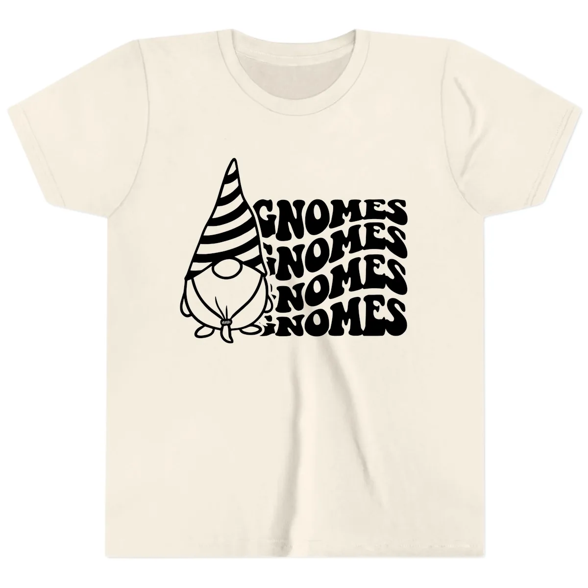 Gnome Sweet Gnome Repeat Design Youth T-Shirt in Natural