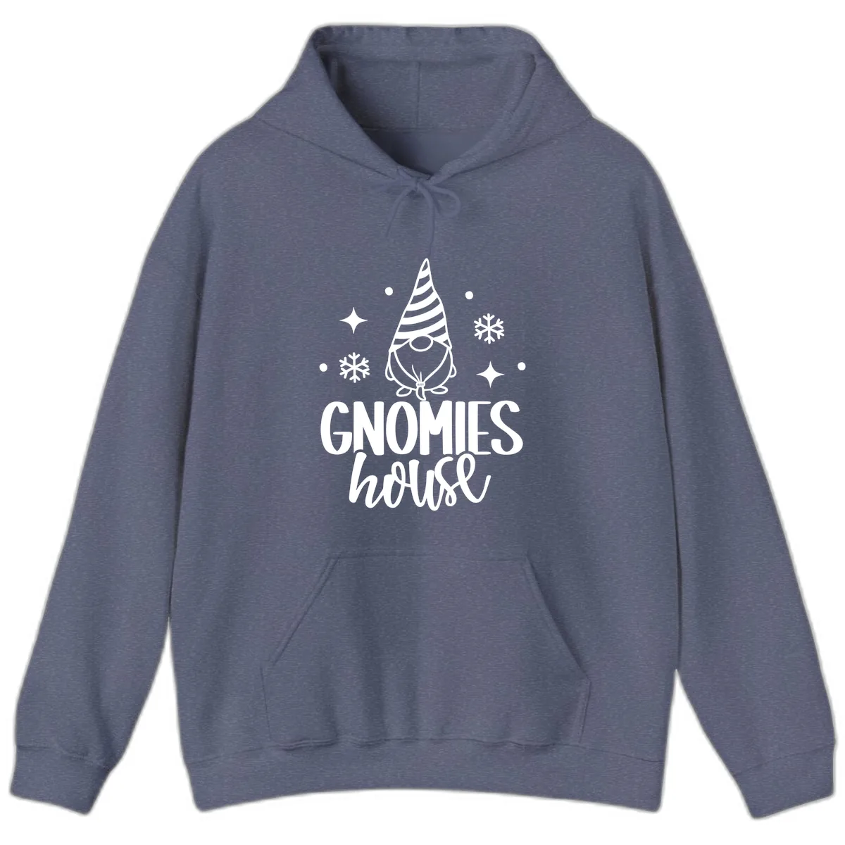 Gnomes House Holiday Design Hoodie in Heather Navy