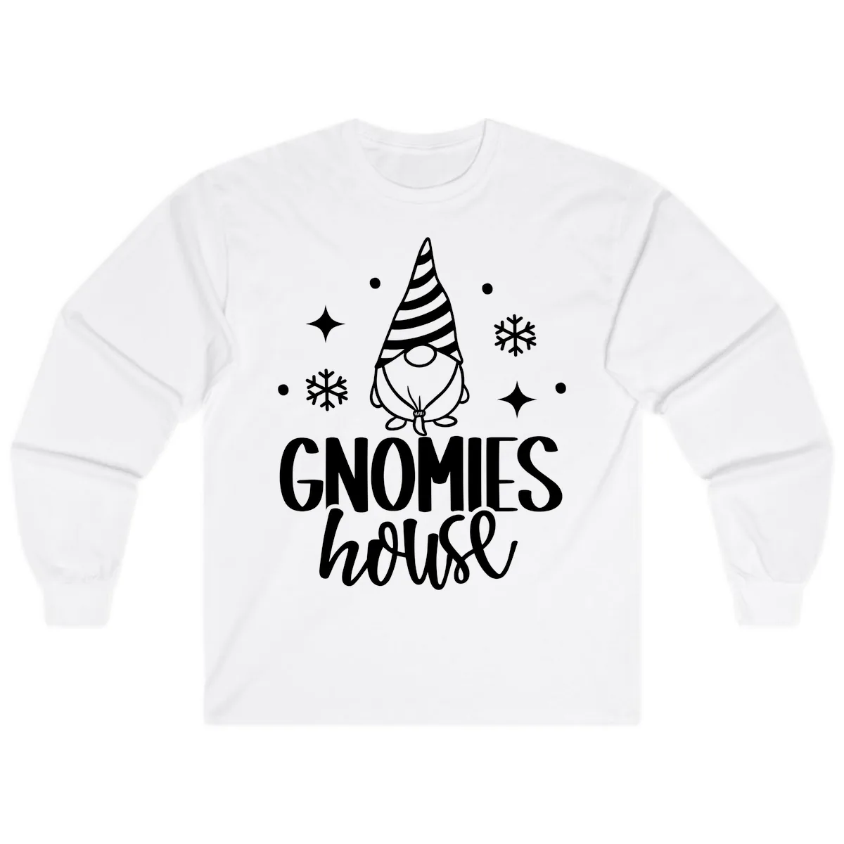 Gnomes House Holiday Design Long Sleeve in White