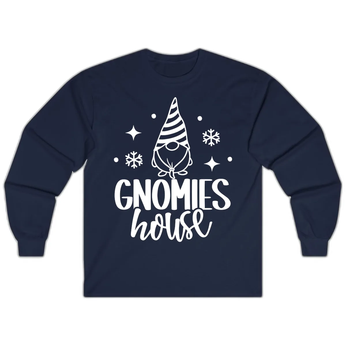 Gnomes House Holiday Design Long Sleeve in Navy