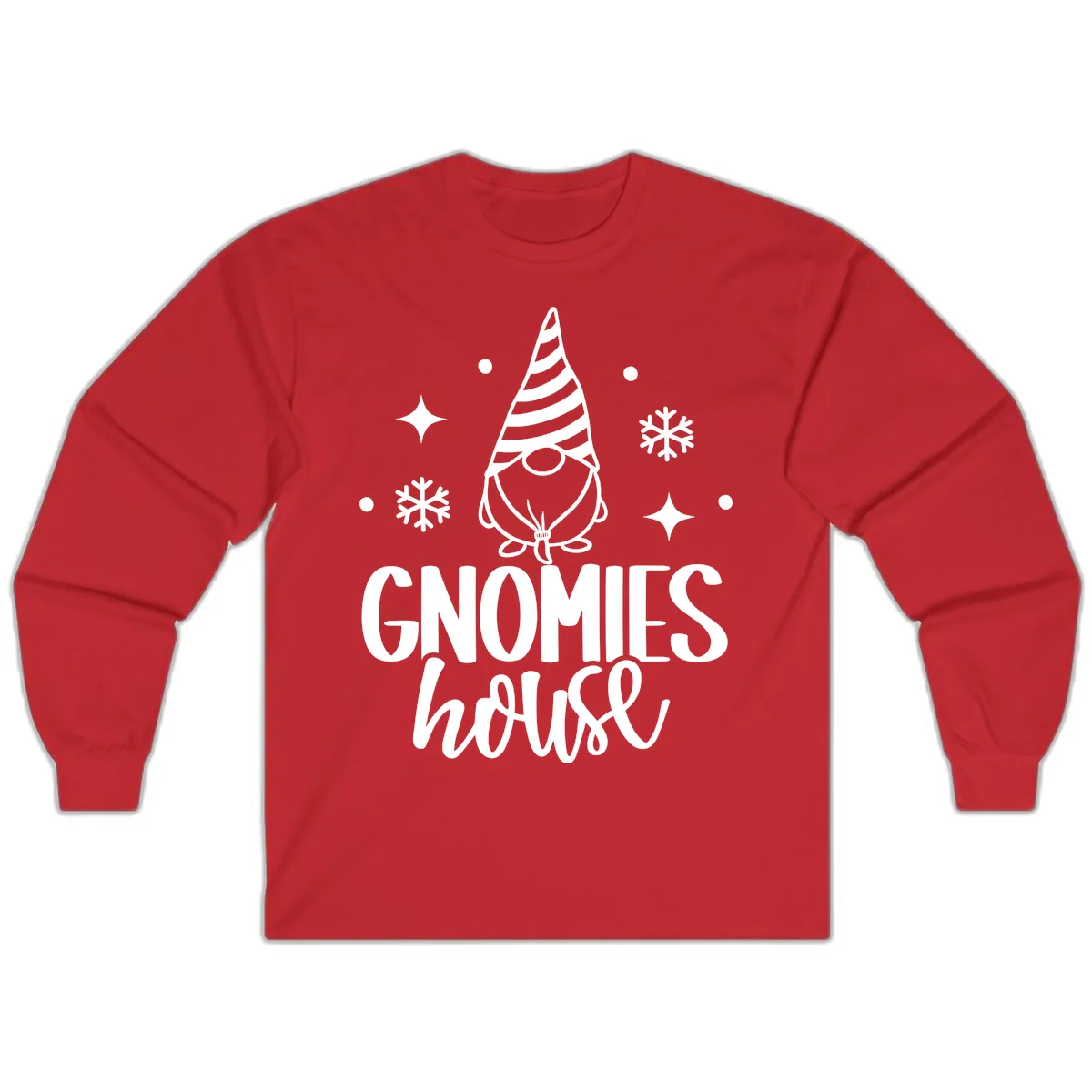 Gnomes House Holiday Design Long Sleeve in Red