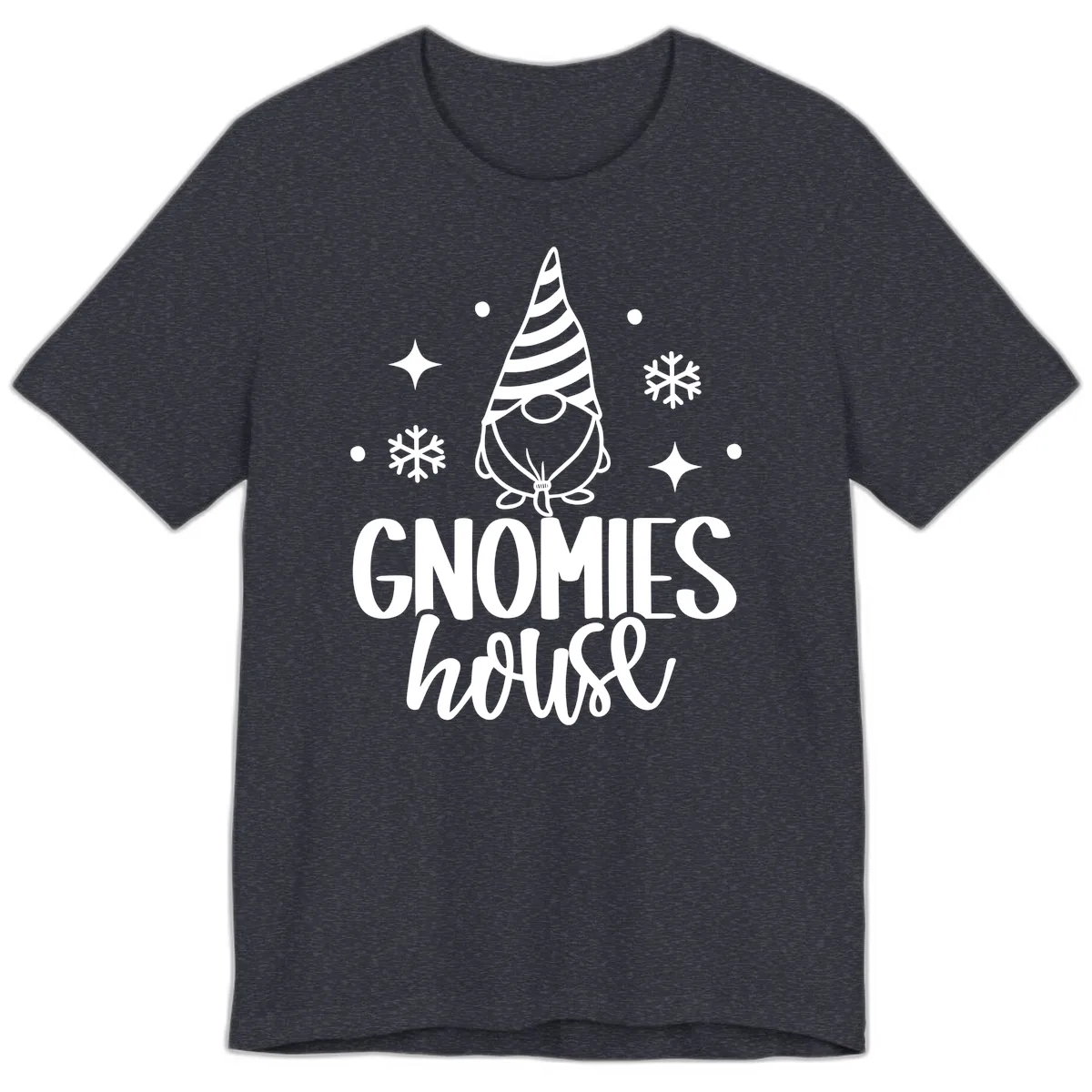Gnomes House Holiday Design Premium T-Shirt in Heather Navy