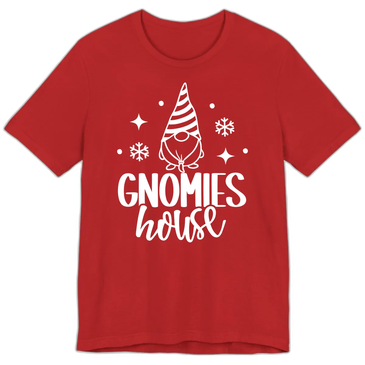 Gnomes House Holiday Design Premium T-Shirt in Red