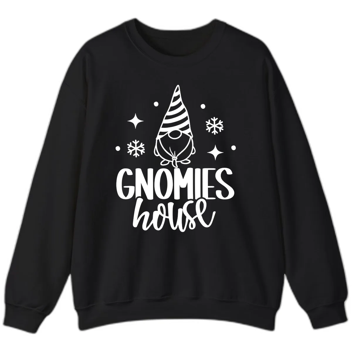 Gnomes House Holiday Design Sweatshirt in Black