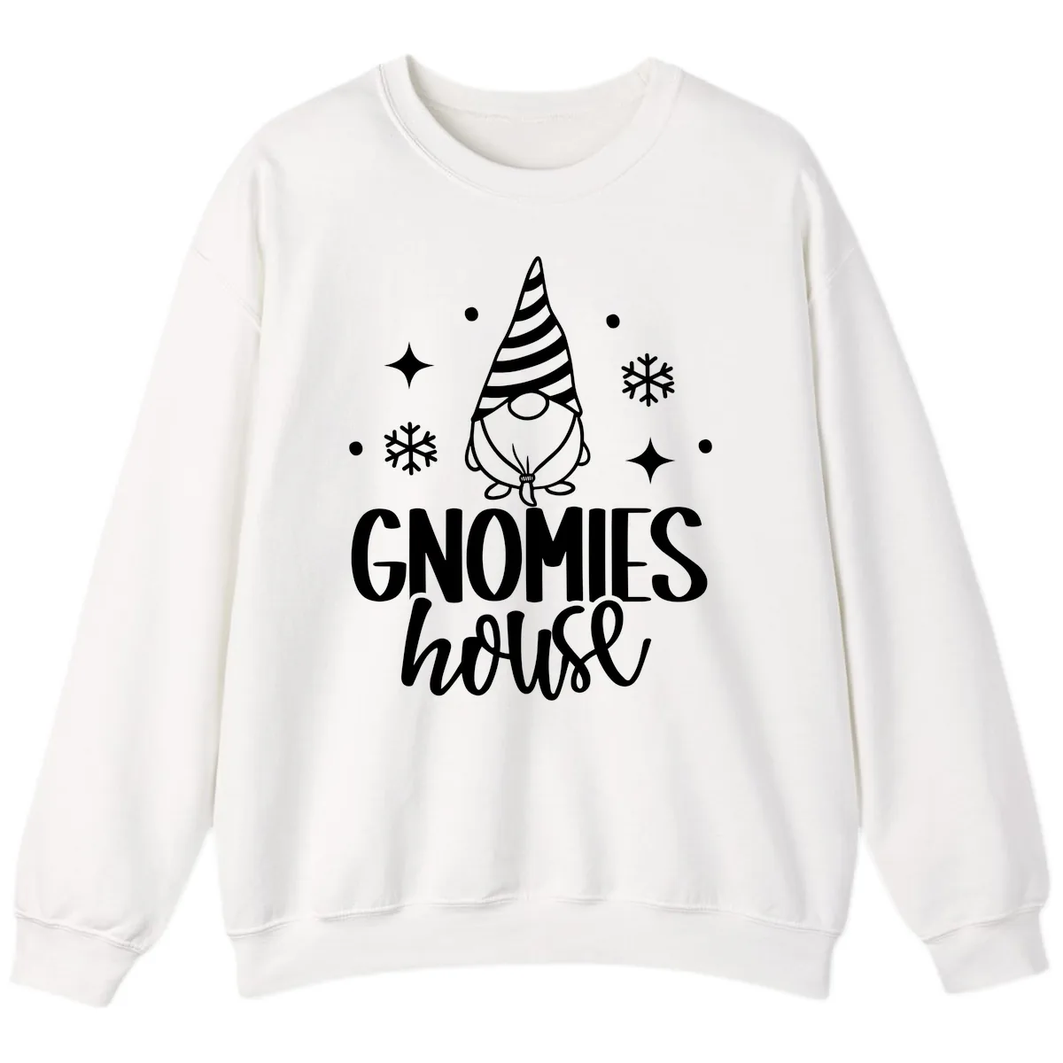 Gnomes House Holiday Design Sweatshirt in White