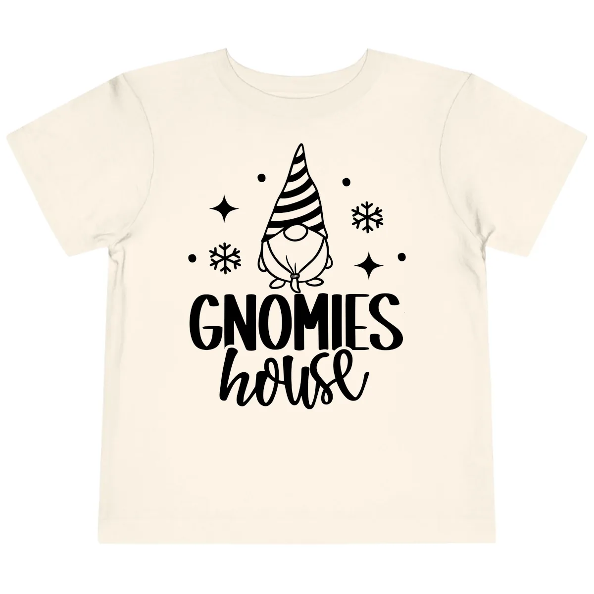 Gnomes House Holiday Design Toddler T-Shirt in Natural