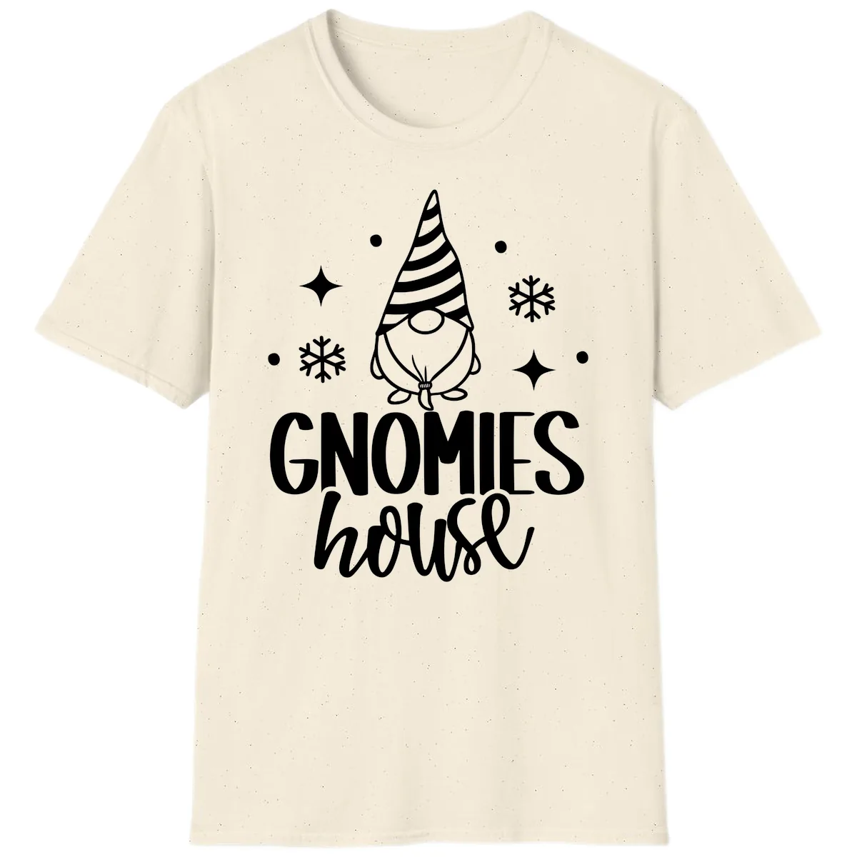 Gnomes House Holiday Design T-Shirt in Natural
