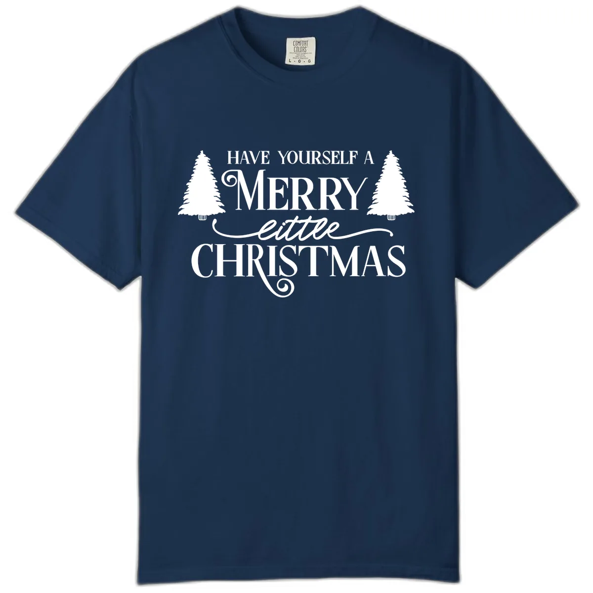 Merry Little Christmas Trees Design Comfort Color in Navy