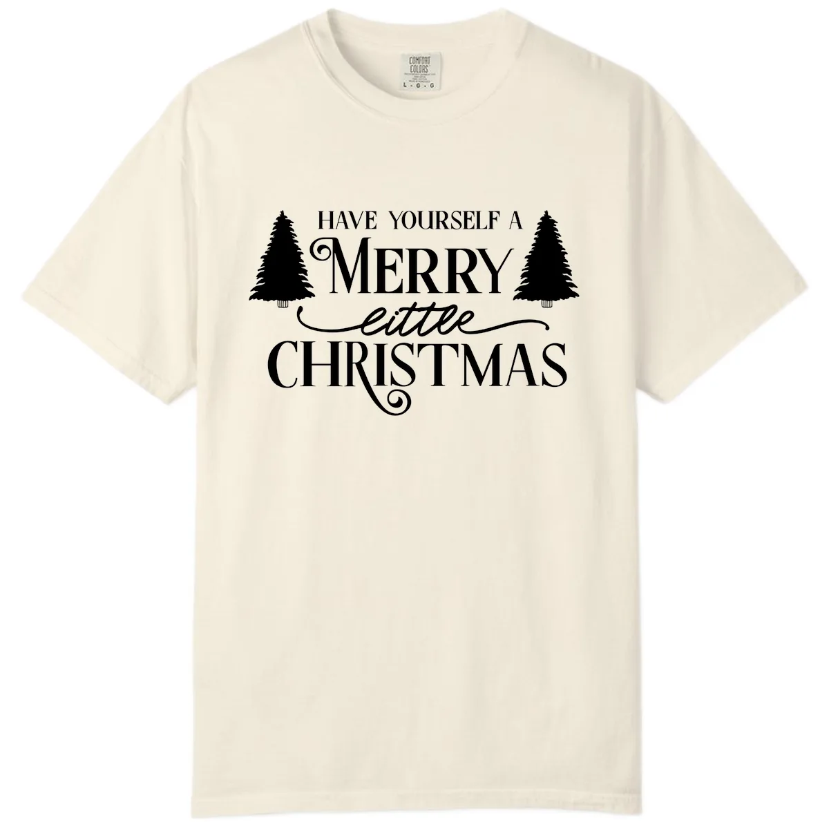Merry Little Christmas Trees Design Comfort Color in Ivory