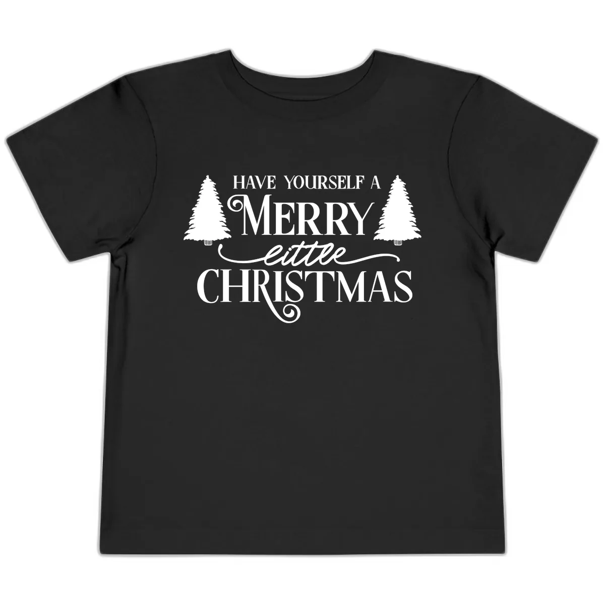 Merry Little Christmas Trees Design Toddler T-Shirt in Black