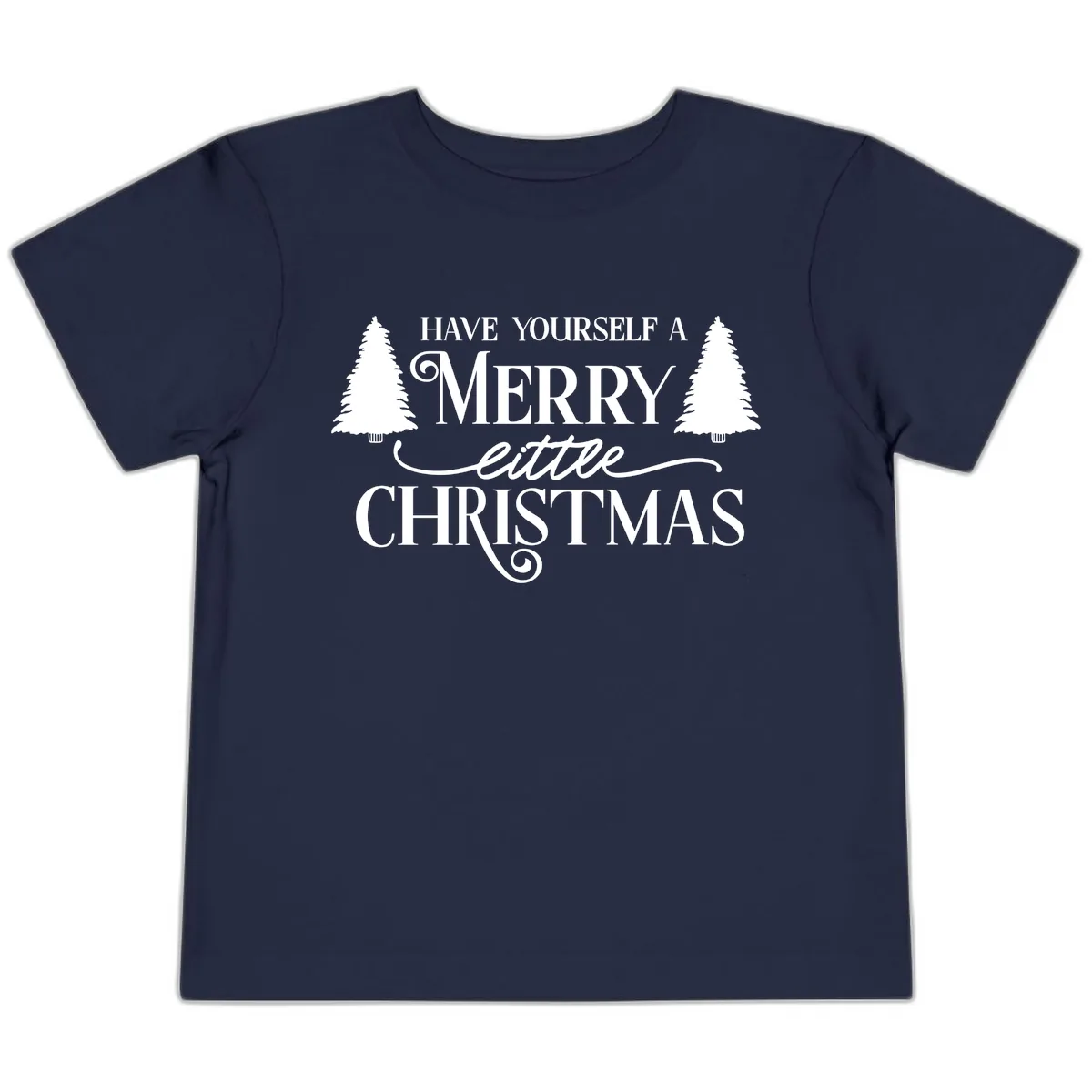 Merry Little Christmas Trees Design Toddler T-Shirt in Navy