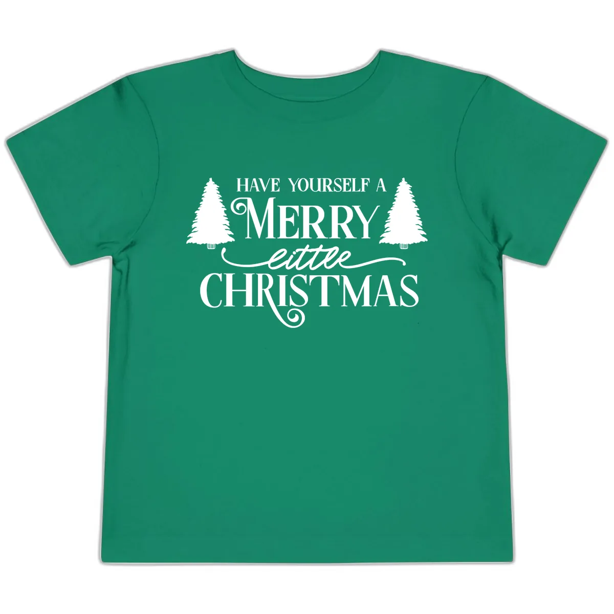 Merry Little Christmas Trees Design Toddler T-Shirt in Kelly