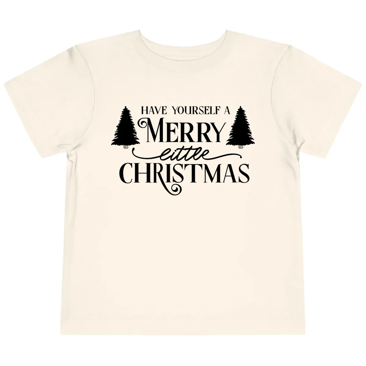 Merry Little Christmas Trees Design Toddler T-Shirt in Natural