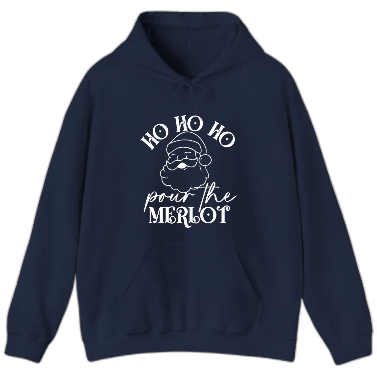 Ho Ho Ho Pour The Merlot Christmas Hoodie in Navy