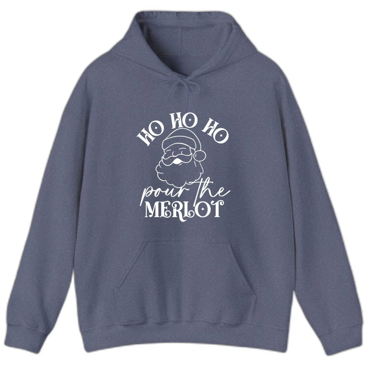 Ho Ho Ho Pour The Merlot Christmas Hoodie in Heather Navy
