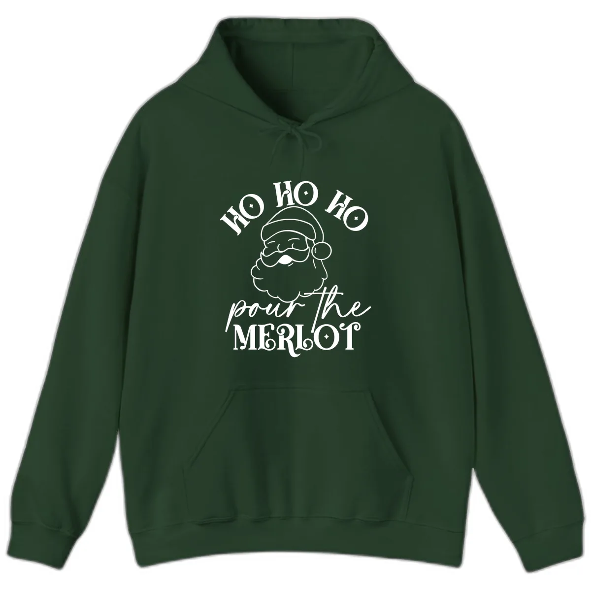 Ho Ho Ho Pour The Merlot Christmas Hoodie in Forest Green