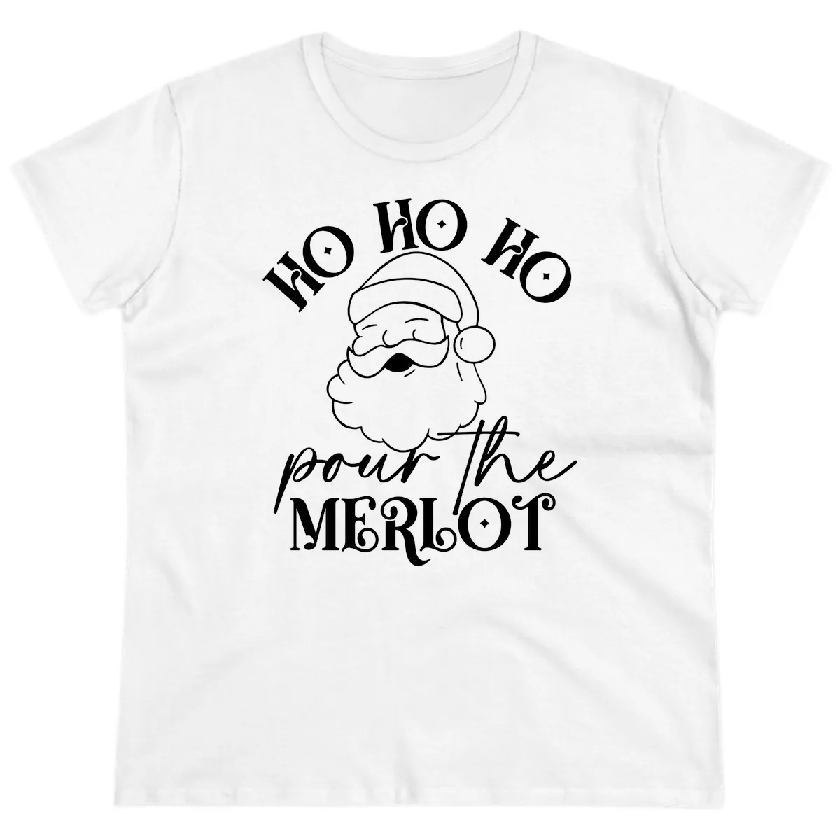 Ho Ho Ho Pour The Merlot Christmas Ladies Tee in White