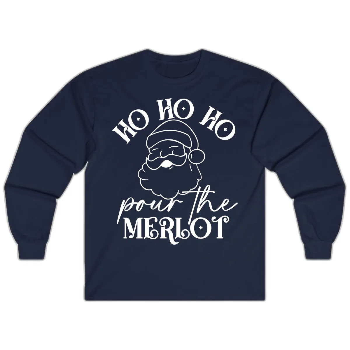 Ho Ho Ho Pour The Merlot Christmas Long Sleeve in Navy