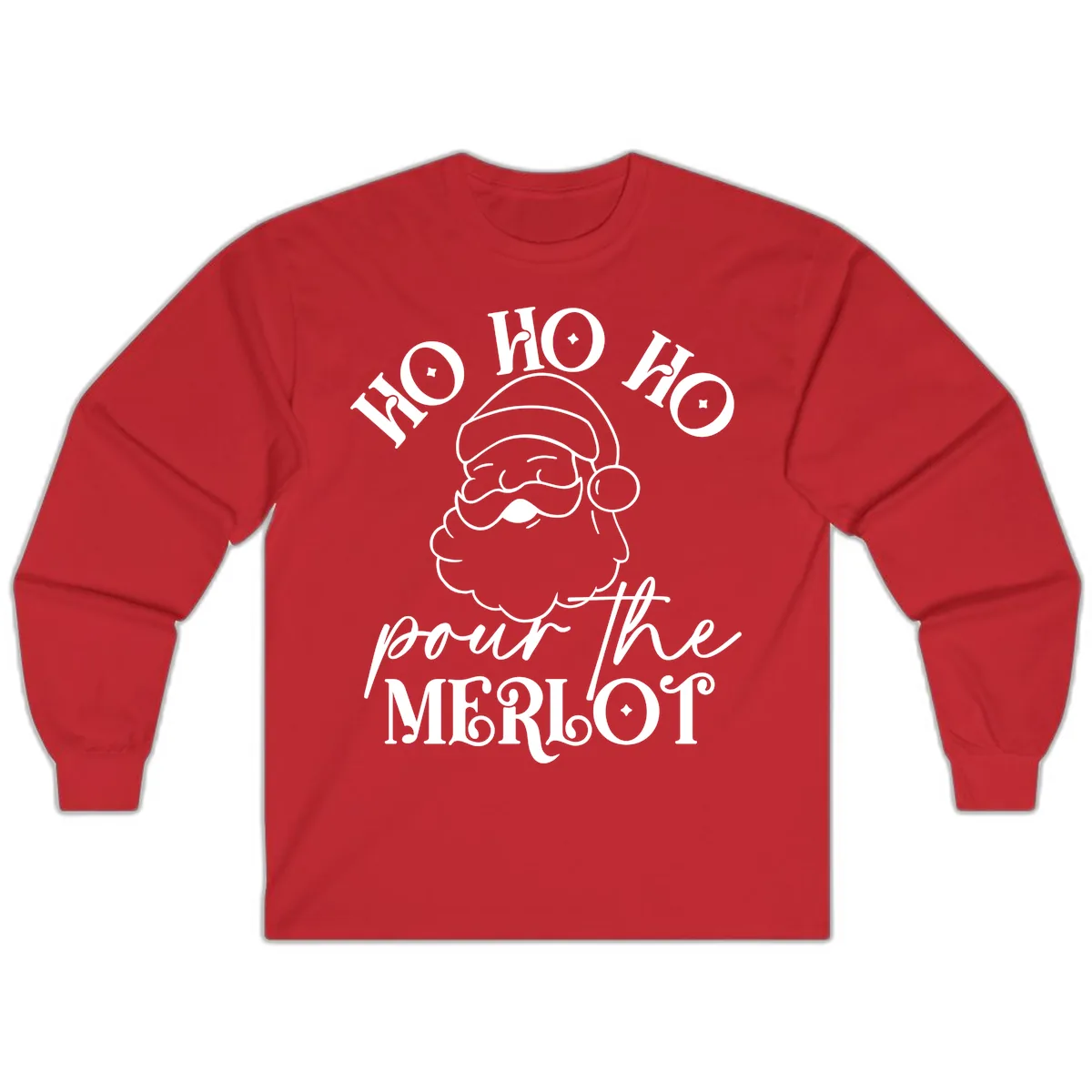 Ho Ho Ho Pour The Merlot Christmas Long Sleeve in Red